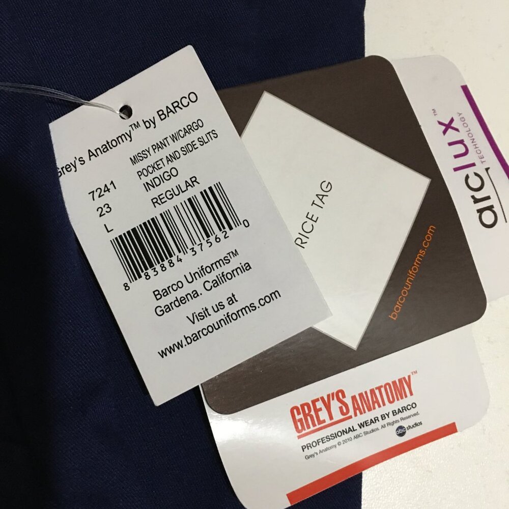 New Greys Anatomy Navy Indigo Scrubs  Women's Navy Pants Large With Tags